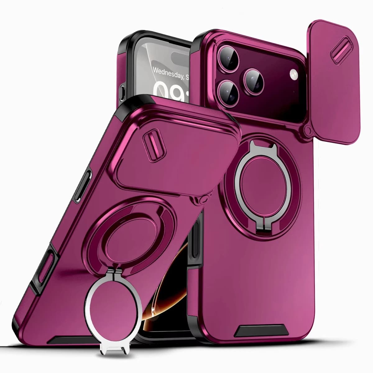 Luxury Shockproof Armor Case For iPhone 18 17 16 15 14 13 12 11 Pro Max 18Pro IPhone18 ProMax With Camera Slide Cap Stand Cover