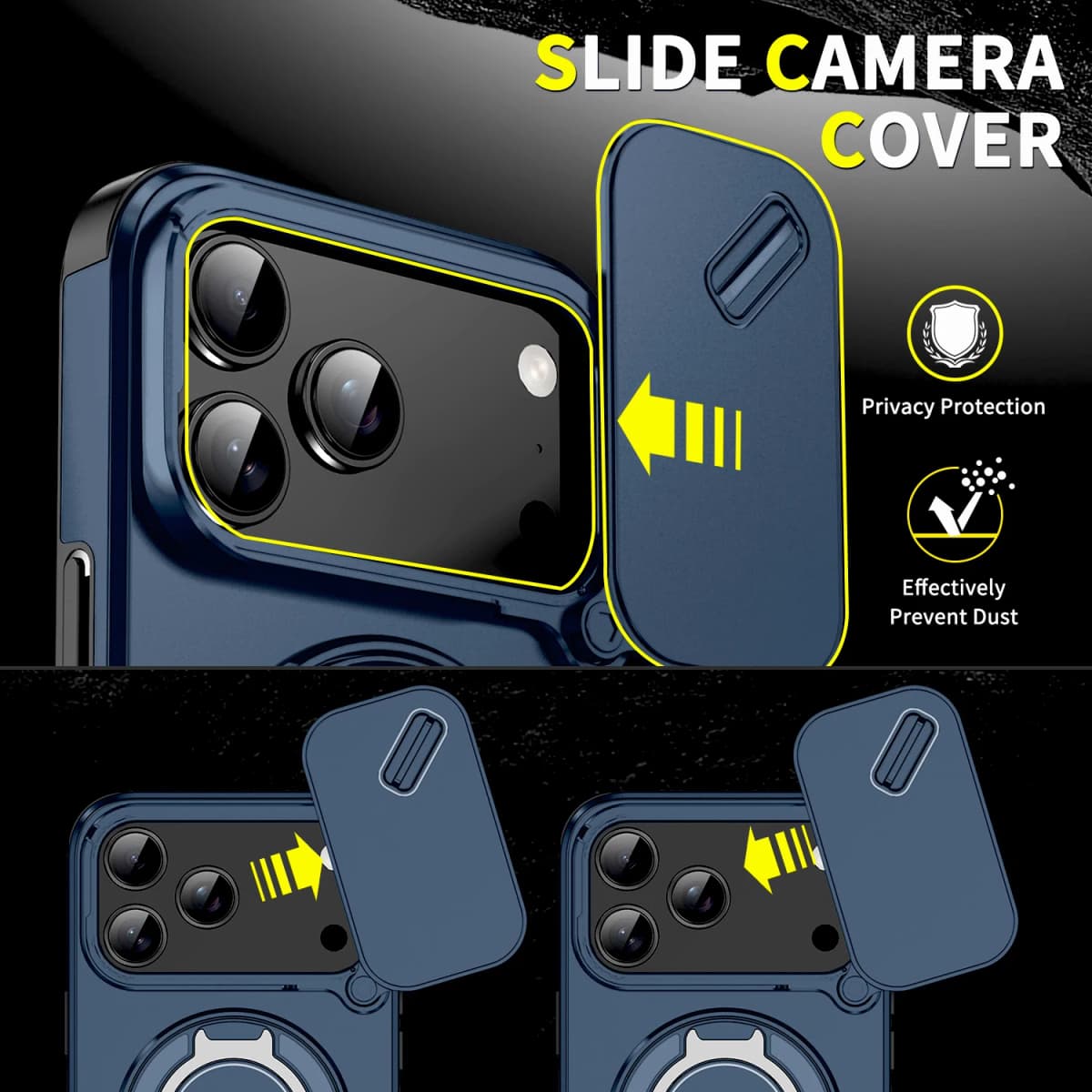 Luxury Shockproof Armor Case For iPhone 18 17 16 15 14 13 12 11 Pro Max 18Pro IPhone18 ProMax With Camera Slide Cap Stand Cover