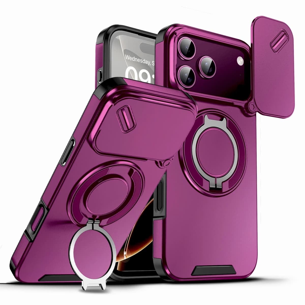 Luxury Shockproof Armor Case For iPhone 18 17 16 15 14 13 12 11 Pro Max 18Pro IPhone18 ProMax With Camera Slide Cap Stand Cover