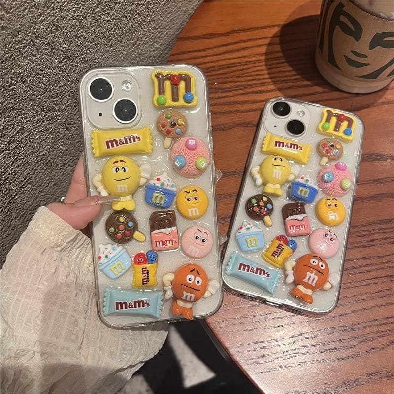 3D Cartoon Candy Chocolate Bean Phone Case for IPhones