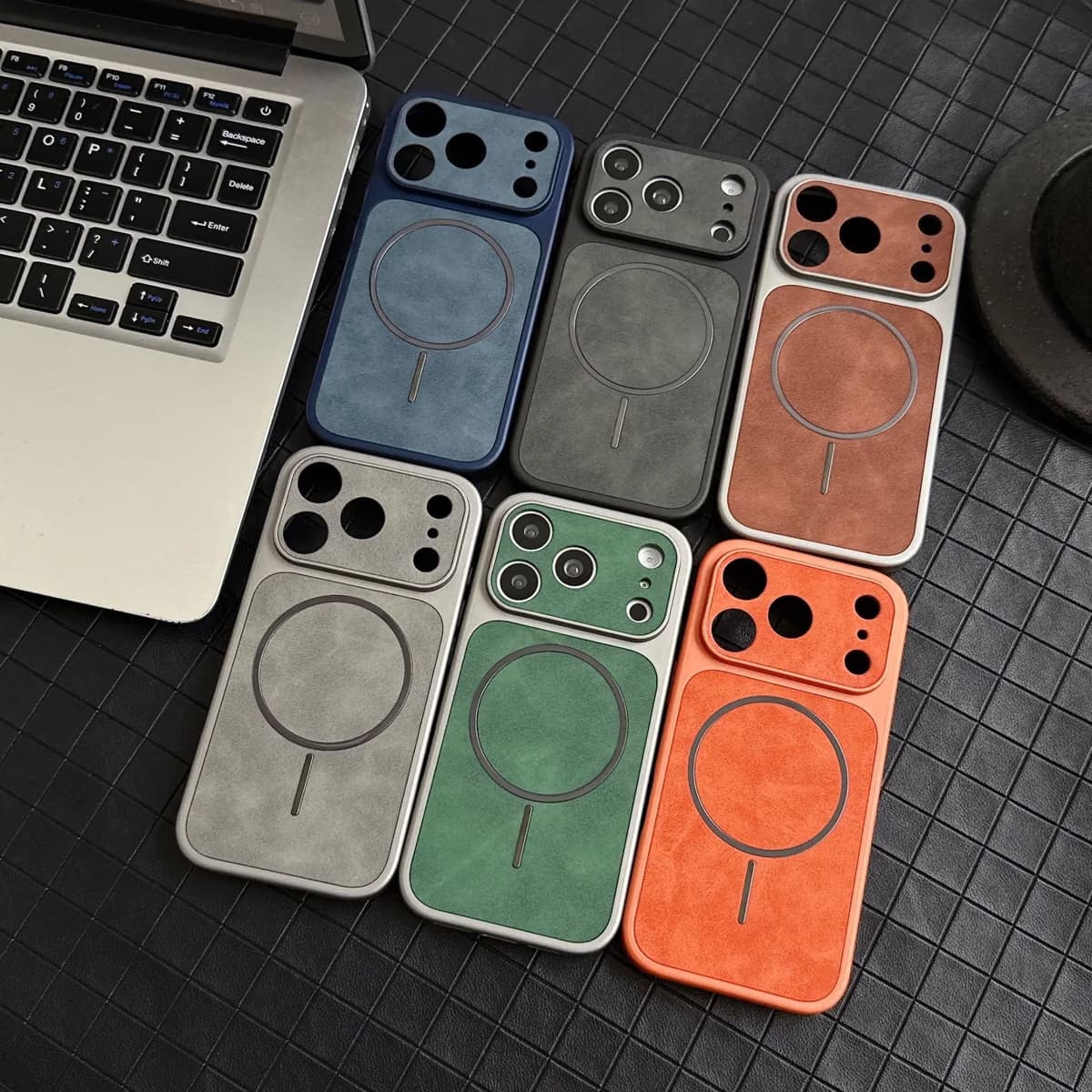 PU Leather Armor Magnetic Protective Phone Case for iPhone