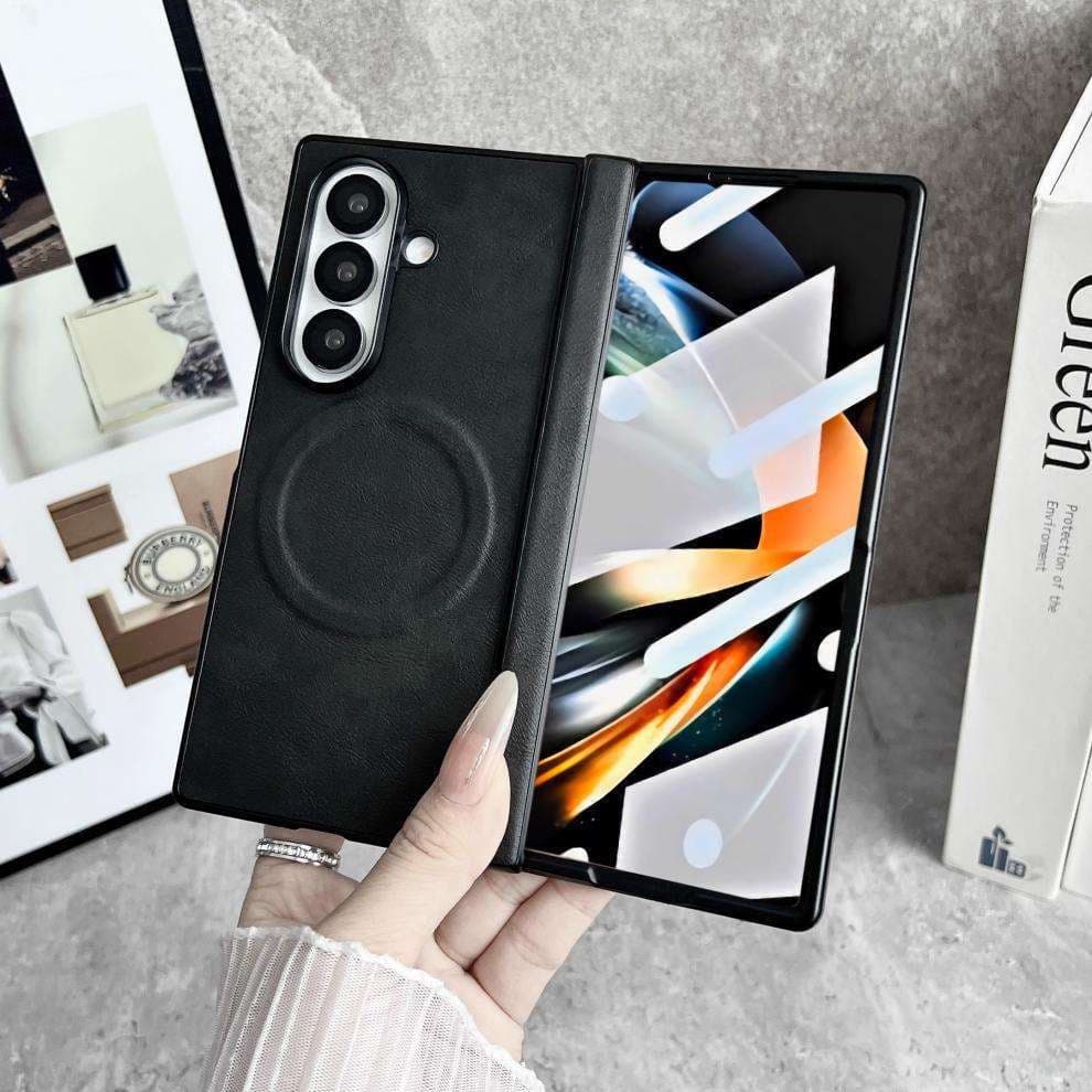 Luxury Magnetic PU Leather Screen Glass Folding Wireless Charging Shockproof Cover