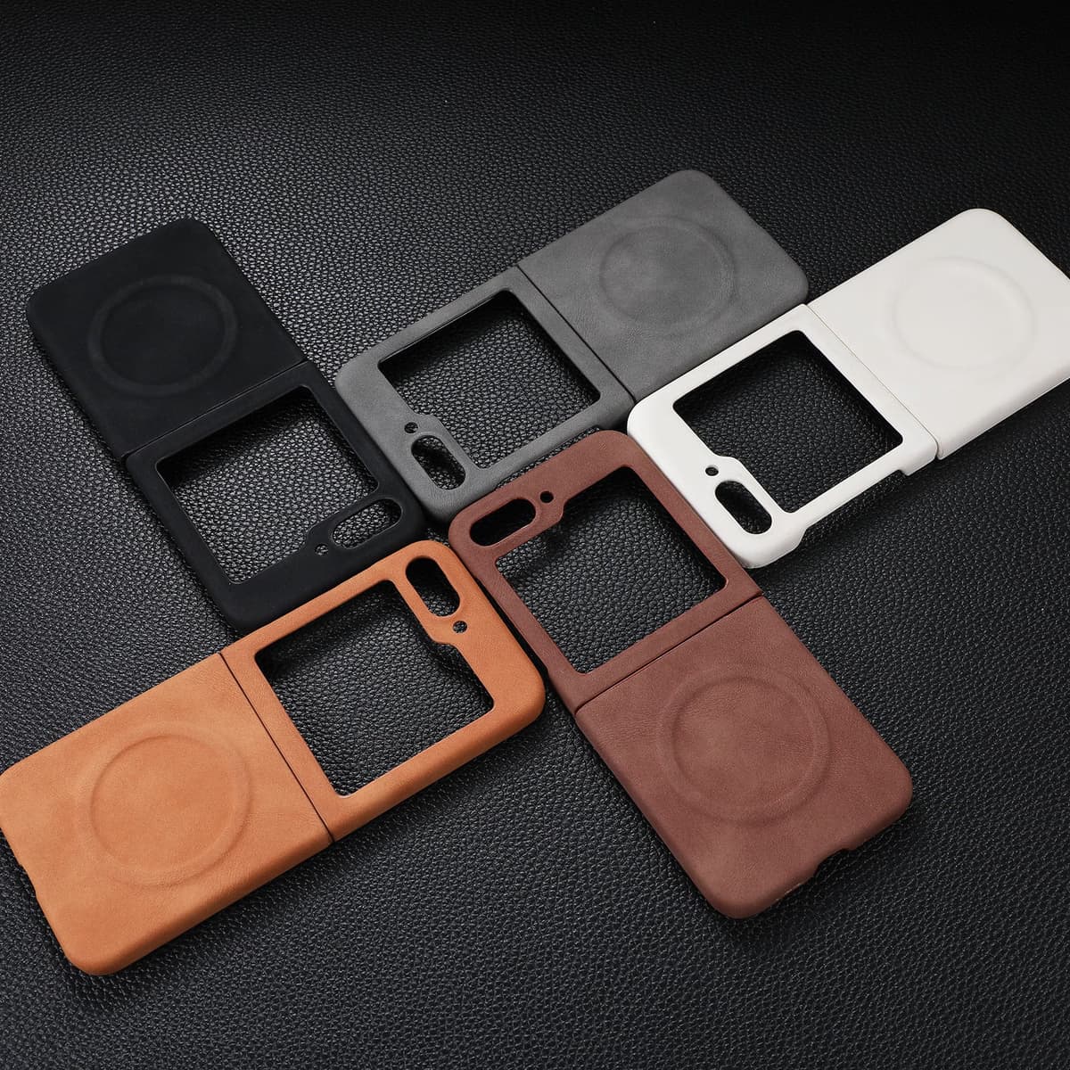 Luxury Business Matte Retro Leather Soft Cover Magnetic Wireless Charge Phone Case for Samsung Z Flip 3 4 5 6 7