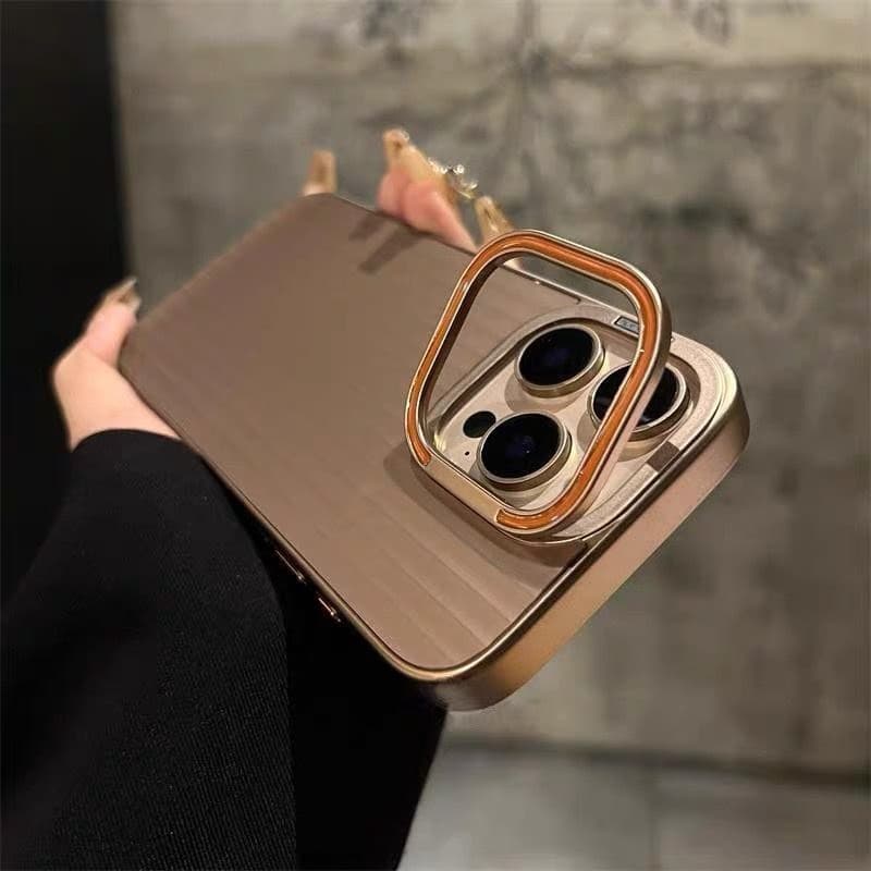Camera Frame Holder Mobile Phone Cases for iPhone frosted Hard PC Shockproof Cover