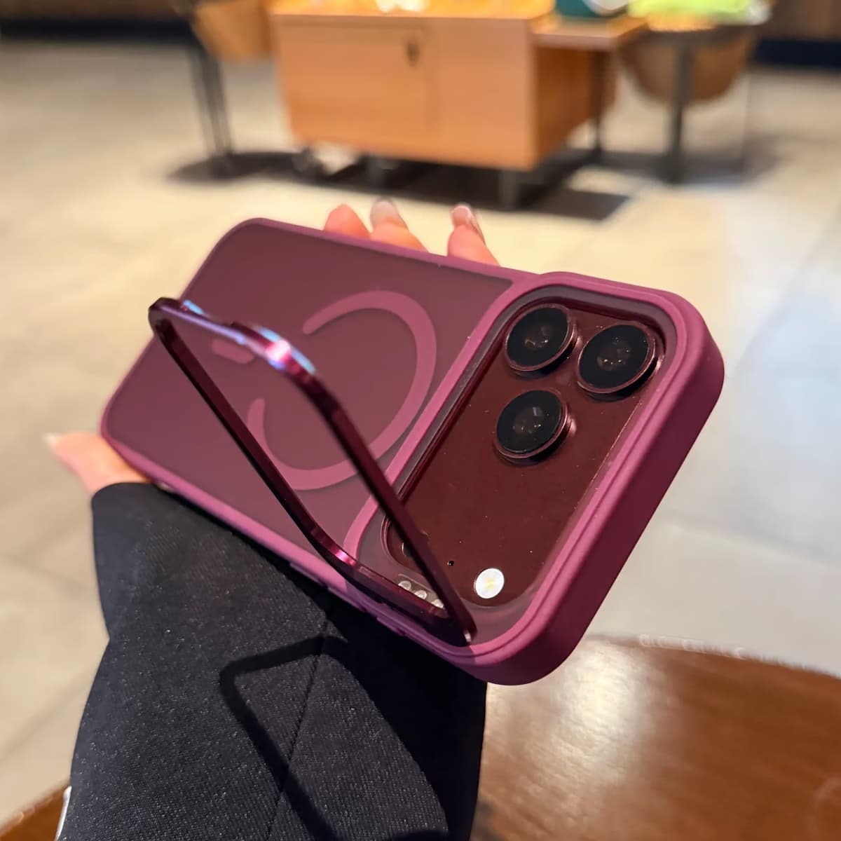 Anti-Fingerprint Camera Stand Bumper MagSafe Matte Translucent Phone Case