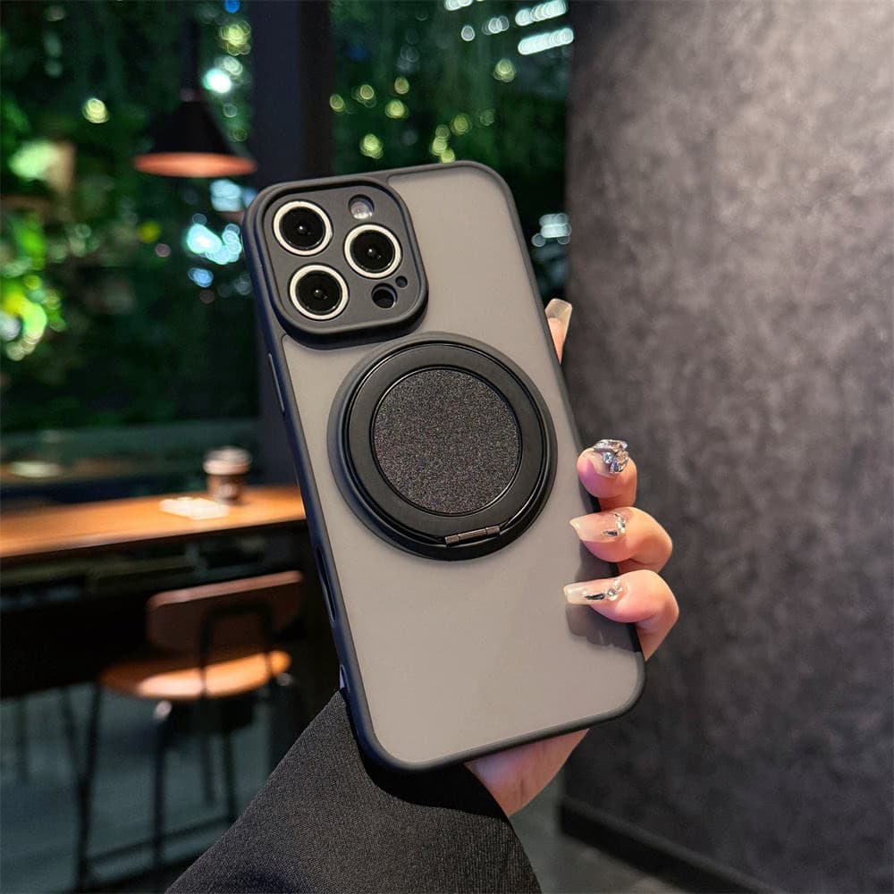 360 Rotating Holder Luxury Matte Transparent Shockproof Phone Case