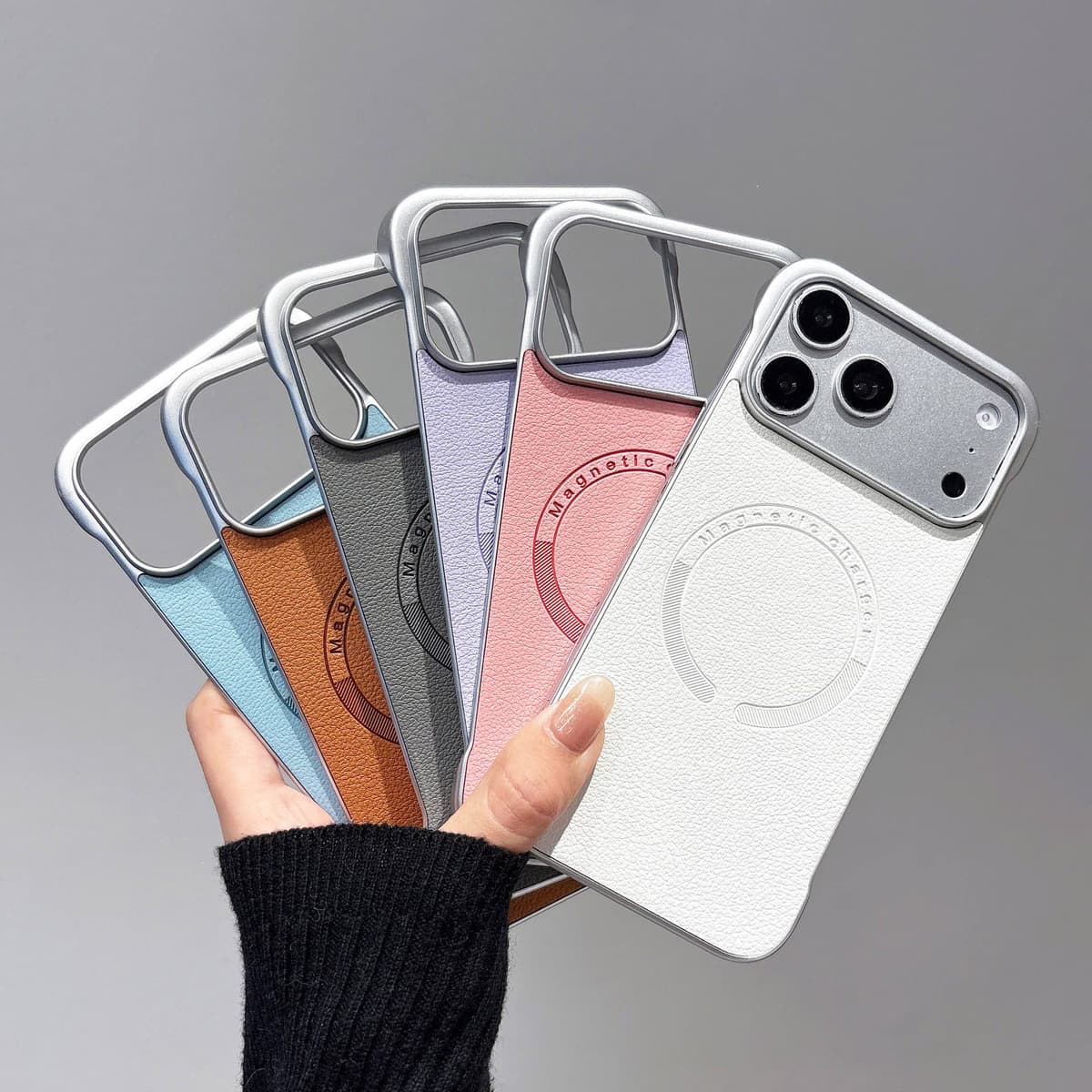 Premium Magnetic PU Leather Skin Feel Phone Case for iPhone