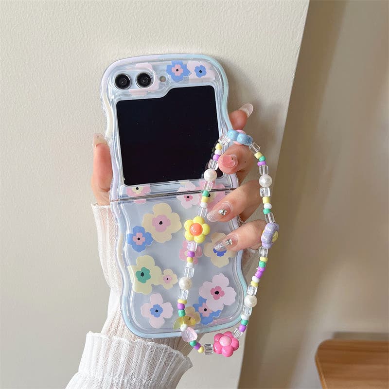 Cute Cartoon Colorful Flowers Wave TPU Soft Back Cover for Samsung Galaxy Z Flip