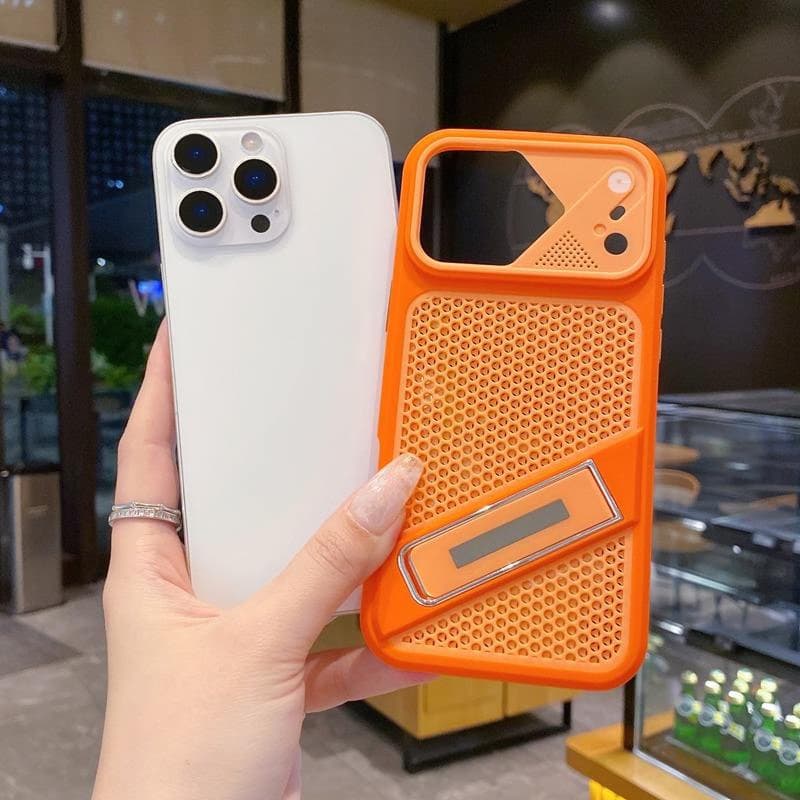 New IceFrost Skin-feel Color Heat Dissipation Mesh Bracket Anti-drop Case for Iphone