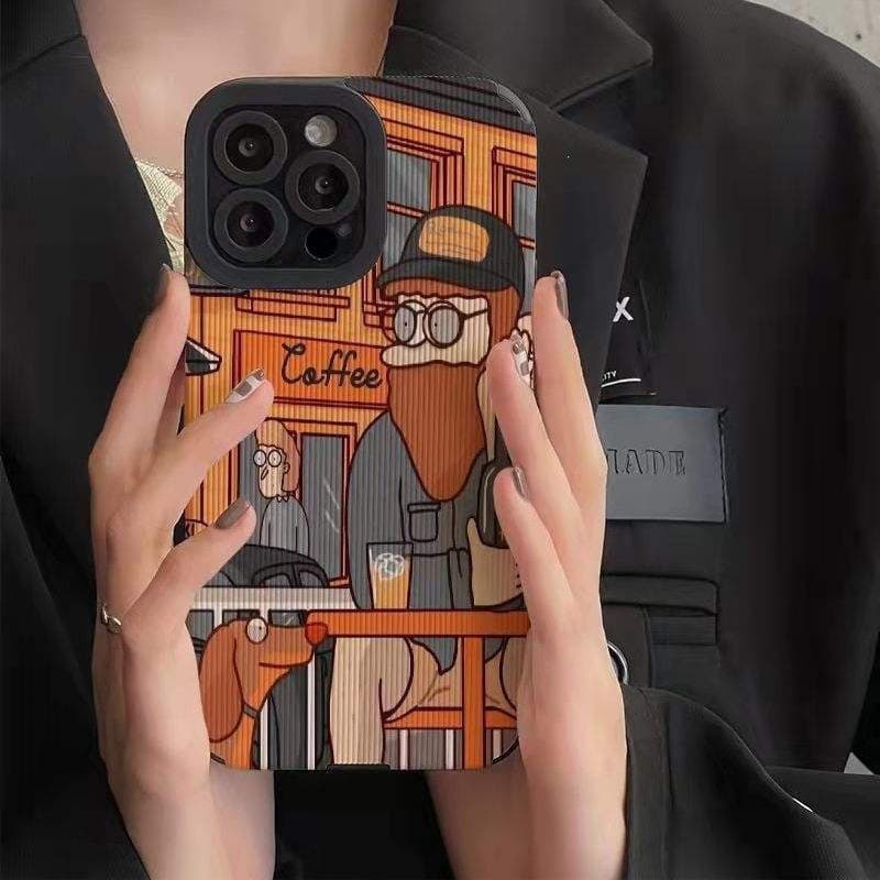 Cartoons Popular Coffee Man Printing Soft TPU Leather Mobile Phone Cover