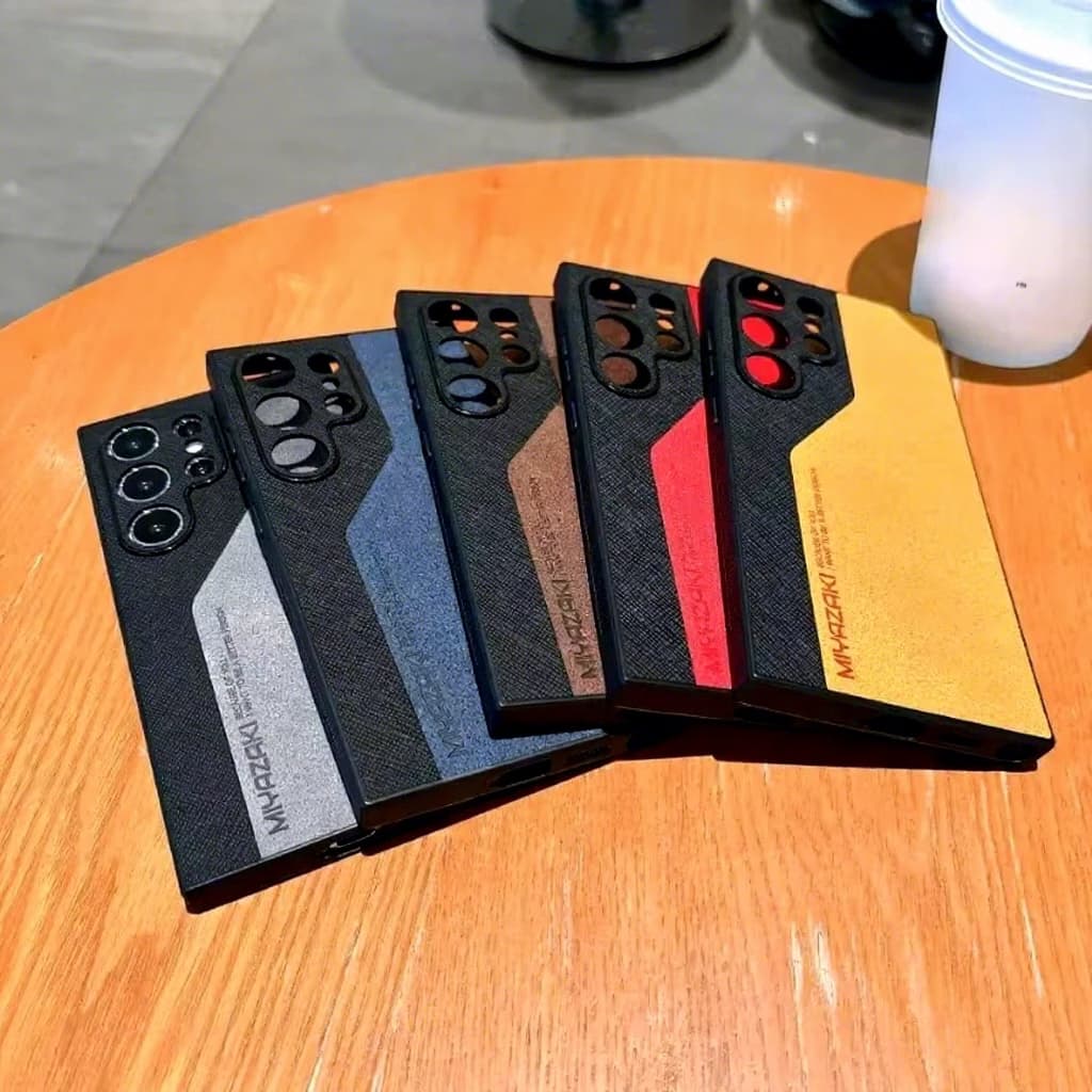 Luxury Matte PU Leather Contrasting Color Case for Samsung