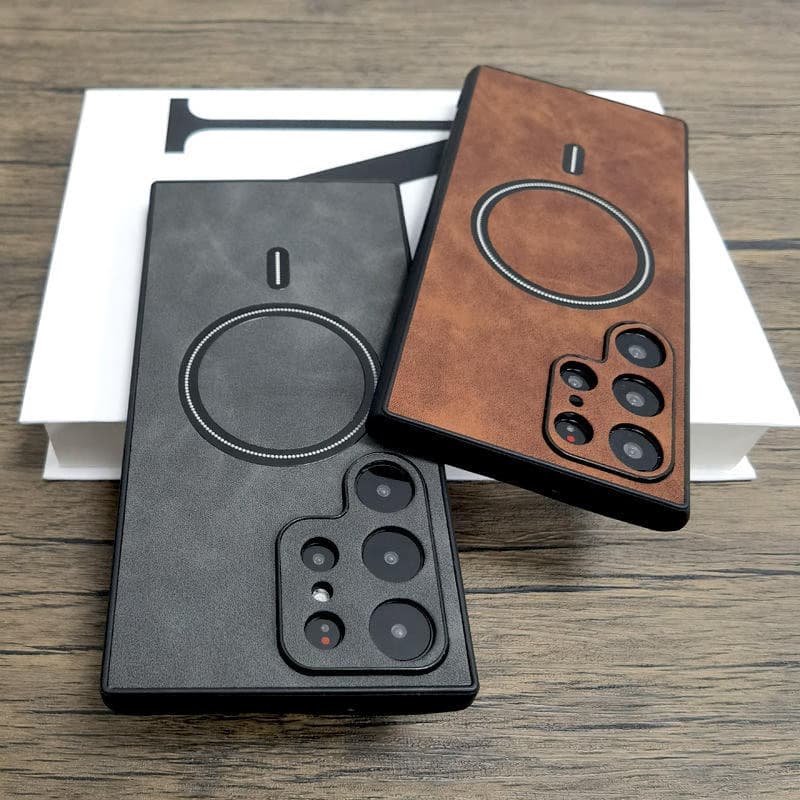 Business Leather Magnetic Charging Phone Case
