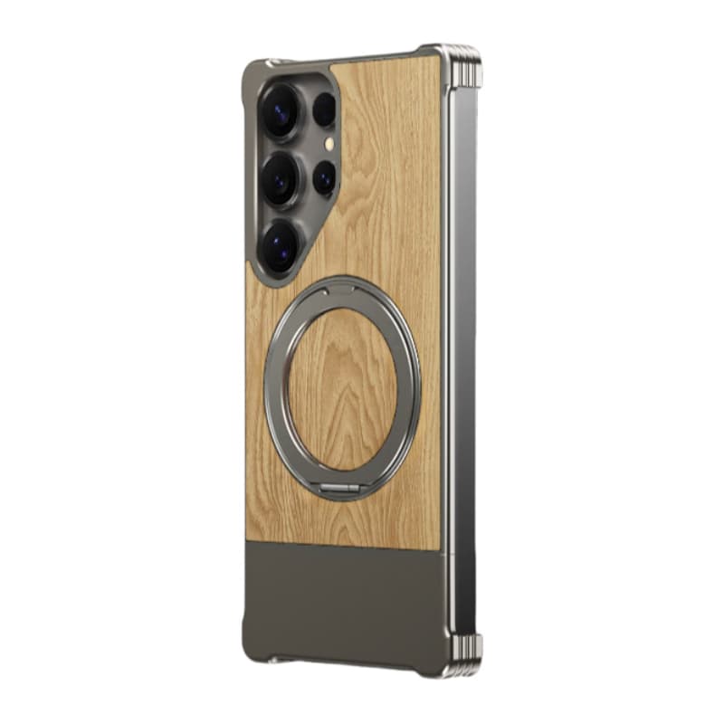 Premium Frameless Aluminum Metal Leather Wood Grain Magnetic Case