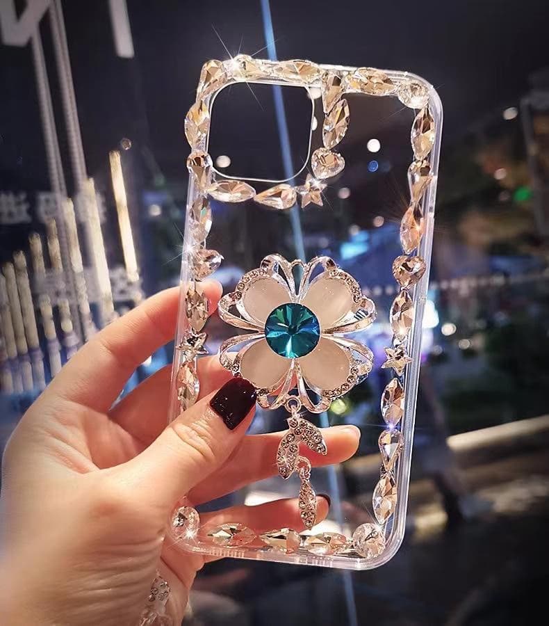New Diy Glitter Diamond Sparkling Bling-bling Fancy Jewellery Flower Girl Phone Case