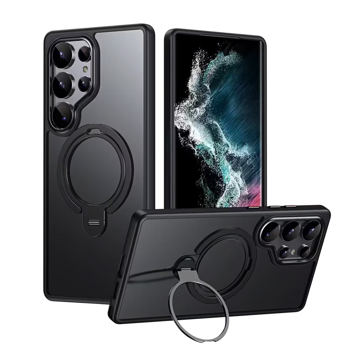 Luxury Wireless Charging Magnetic Safe Phone Case for Samsung With Stand