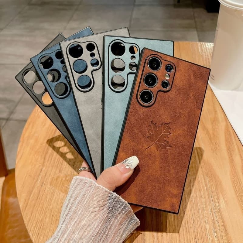 PU Leather Maple Leaf Pattern Shockproof Phone case