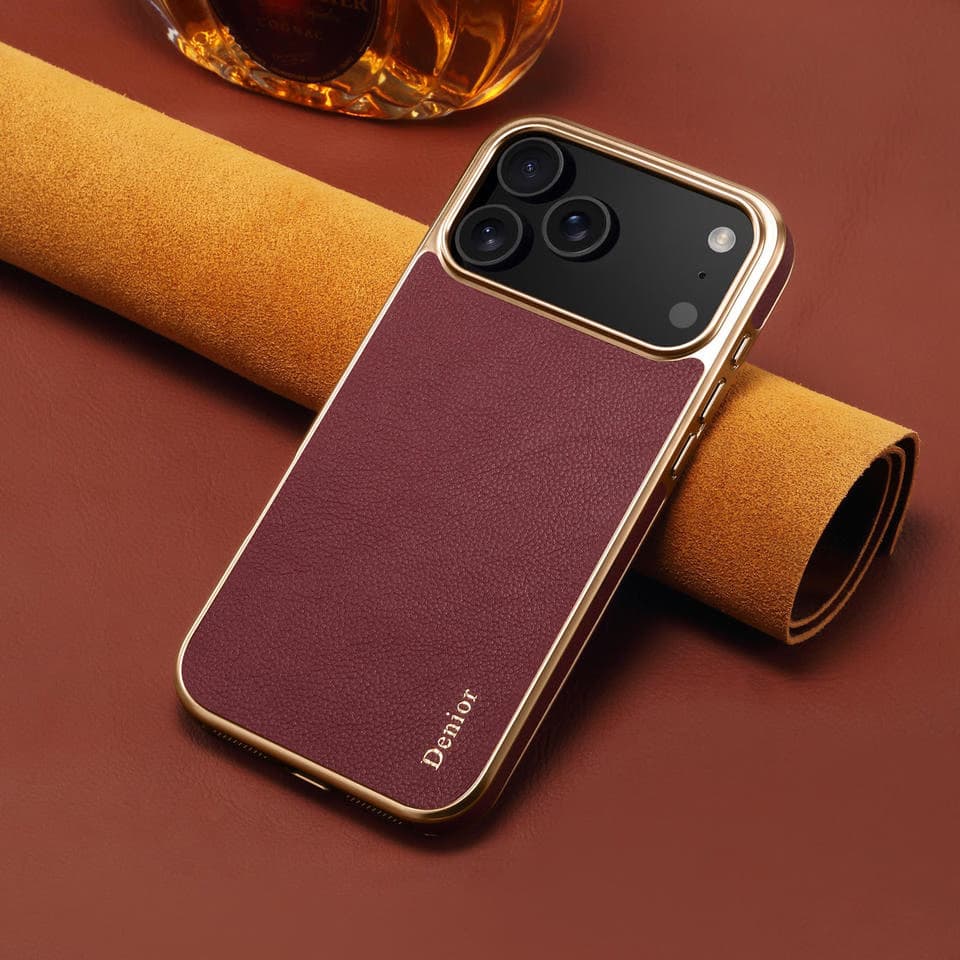 Genuine Leather Phone Case Wireless Charging Shockproof Back Cover