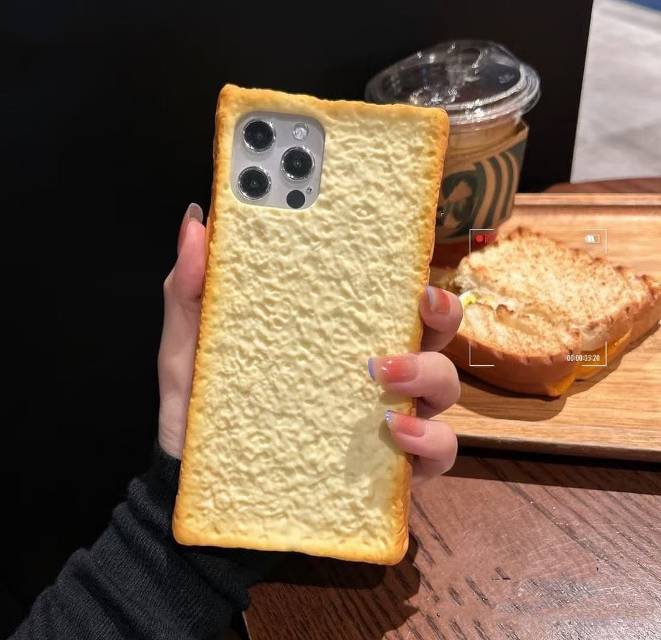 Plain Cute Bread Silicone Shockproof Mobile Phone Case Cover