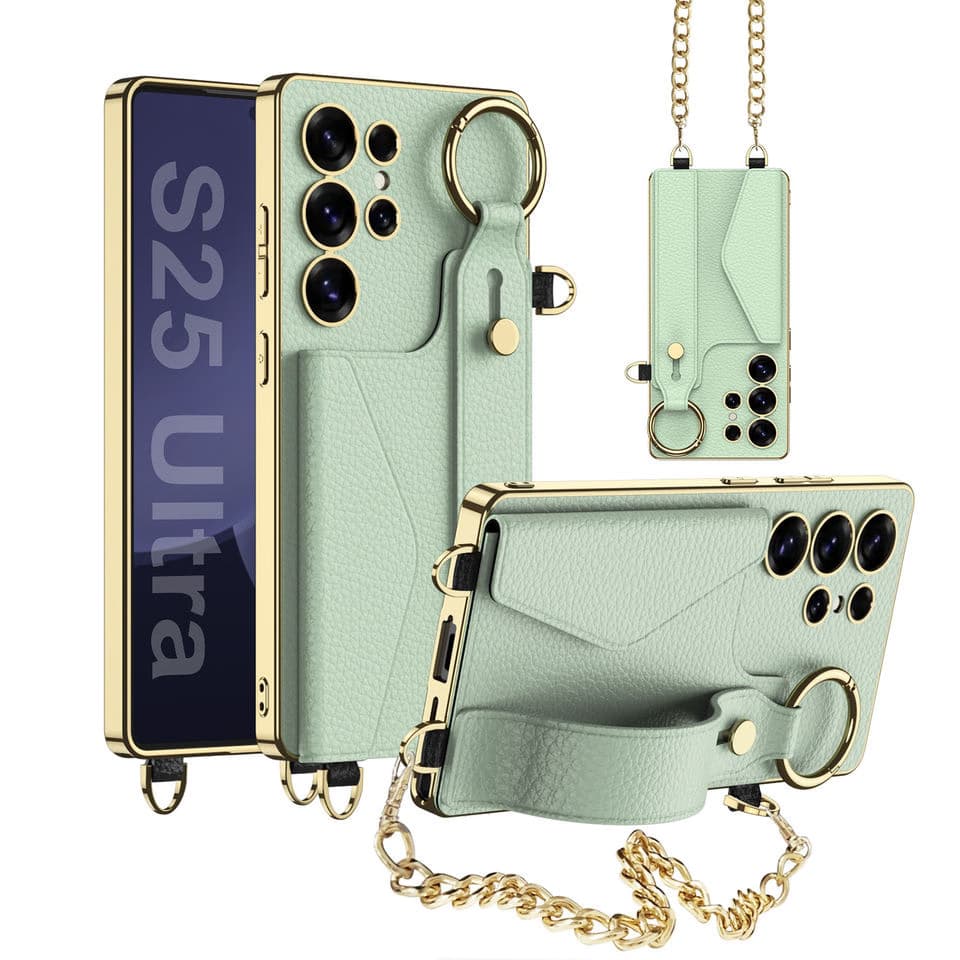 Golden Chain Premium PU Leather Case for Samsung