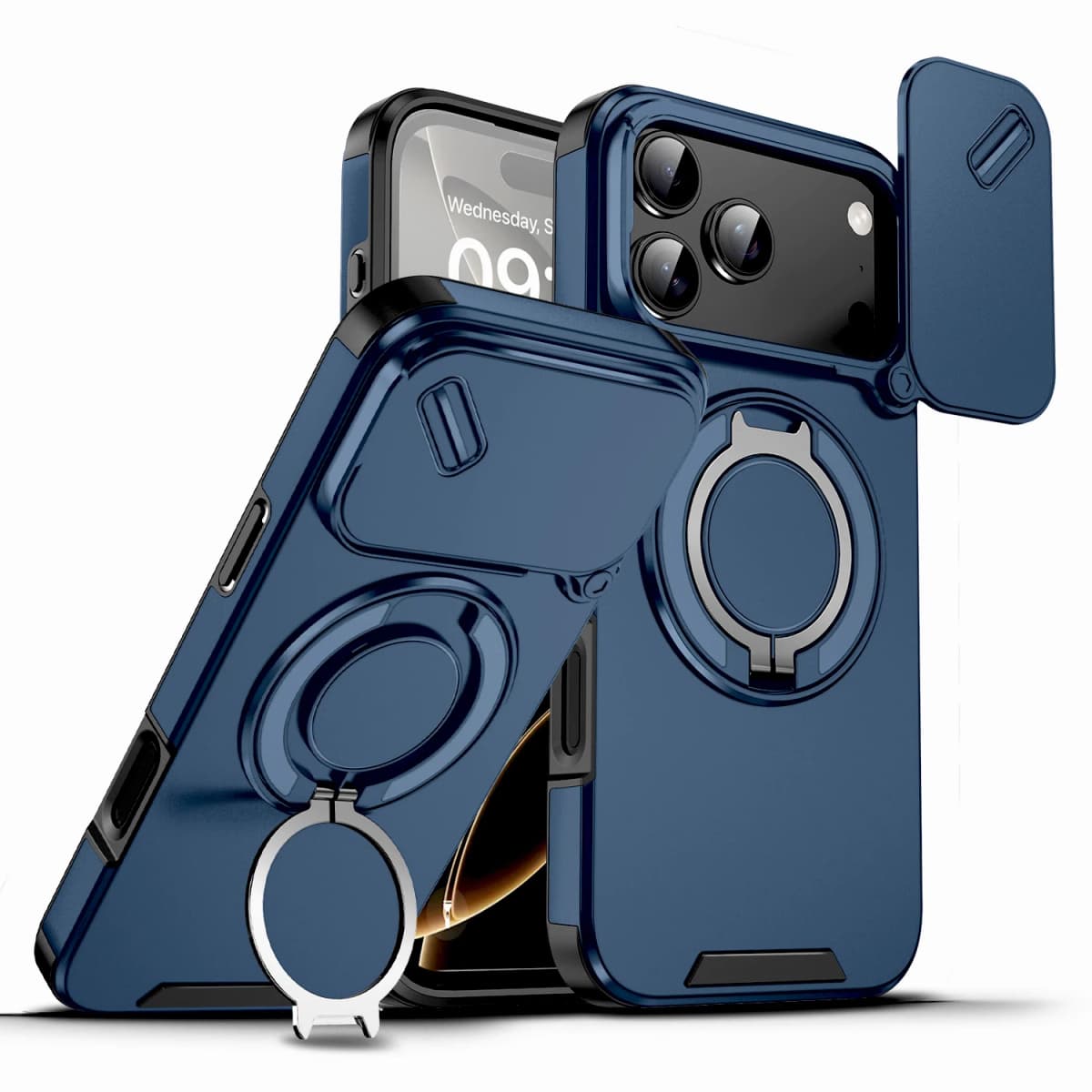 Luxury Shockproof Armor Case For iPhone 18 17 16 15 14 13 12 11 Pro Max 18Pro IPhone18 ProMax With Camera Slide Cap Stand Cover